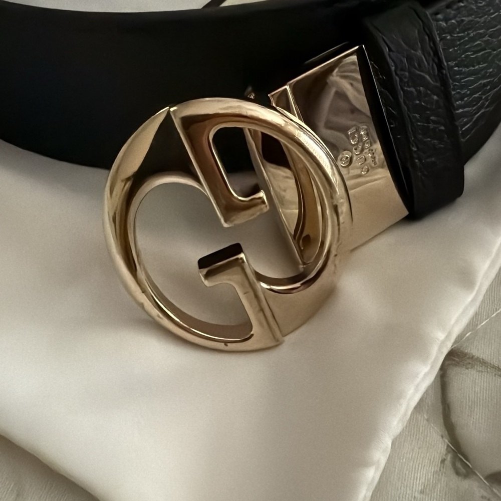 Gucci Black Belt with Gold Hardware